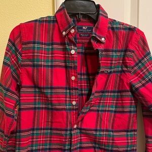 Vineyard Vines Boy’s Holiday Red and Green Plaid Flannel Shirt